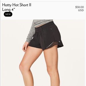 Black Lululemon Hotty Hot Short II Long 4’’